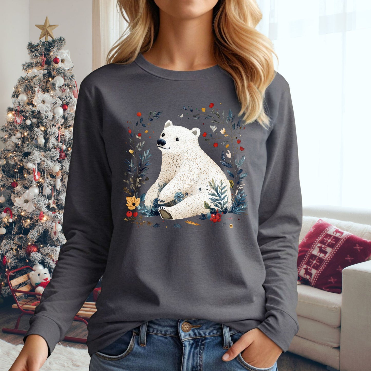 Nordic Polar Bear Long Sleeve Tee