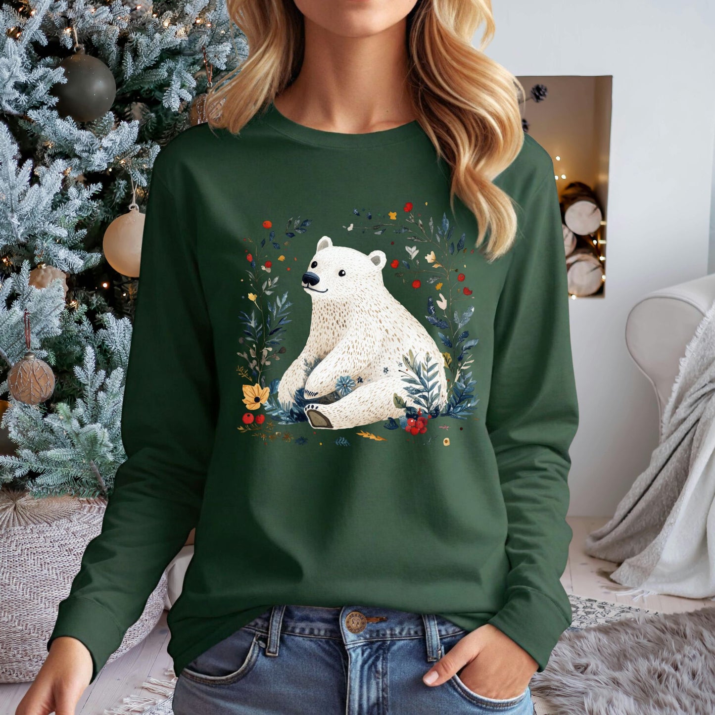 Nordic Polar Bear Long Sleeve Tee