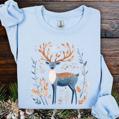 Nordic Reindeer with Winter Foliage Sweatshirt