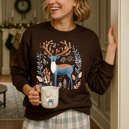 Nordic Reindeer with Winter Foliage Sweatshirt