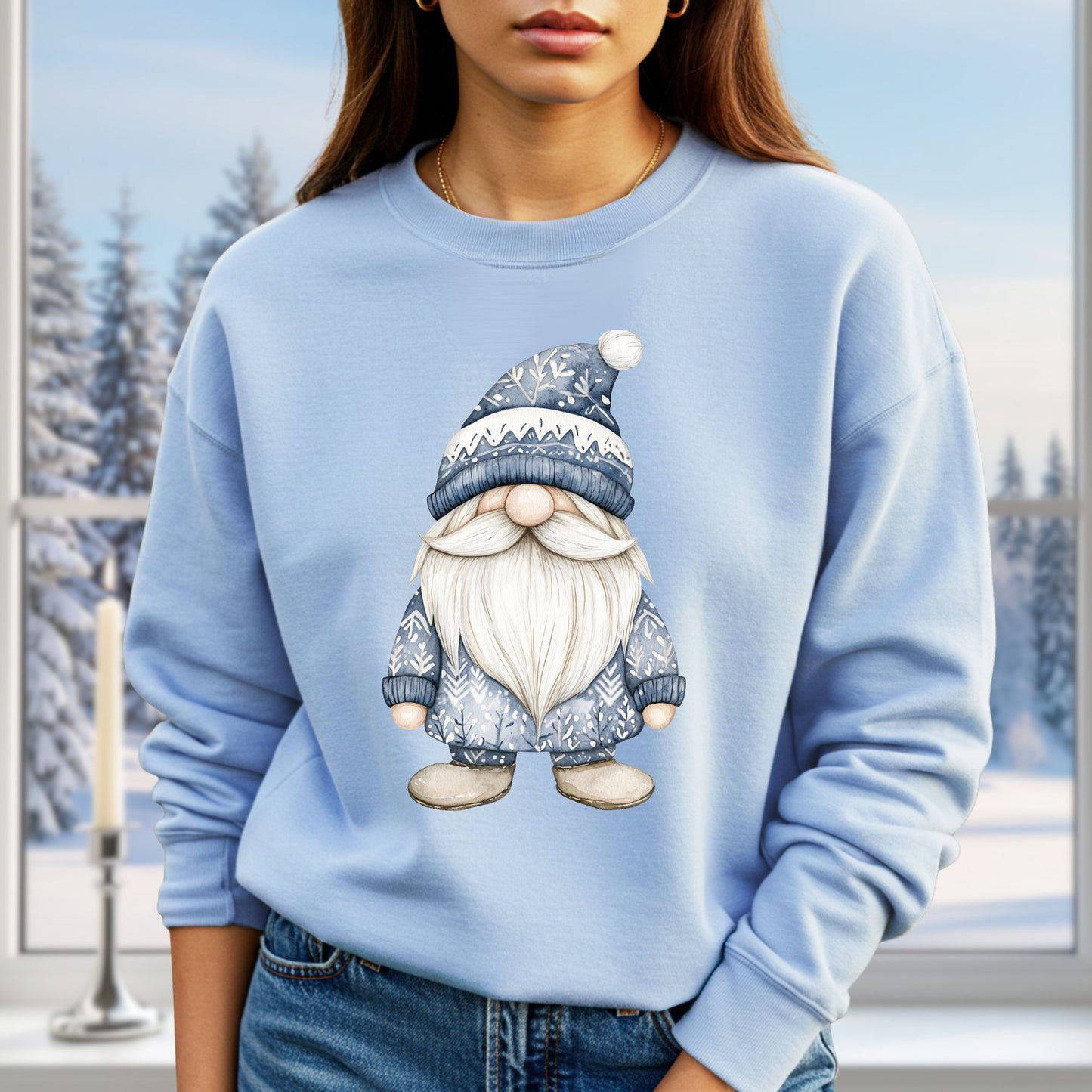 Nordic Winter Blue Gnome Sweatshirt