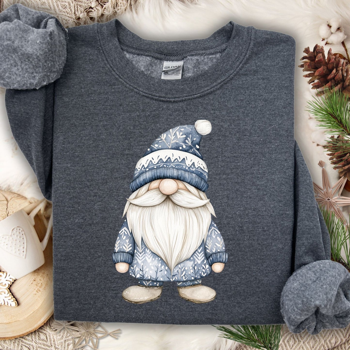Nordic Winter Blue Gnome Sweatshirt