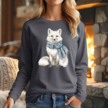 Nordic Winter Fox with Scarf Long Sleeve Tee