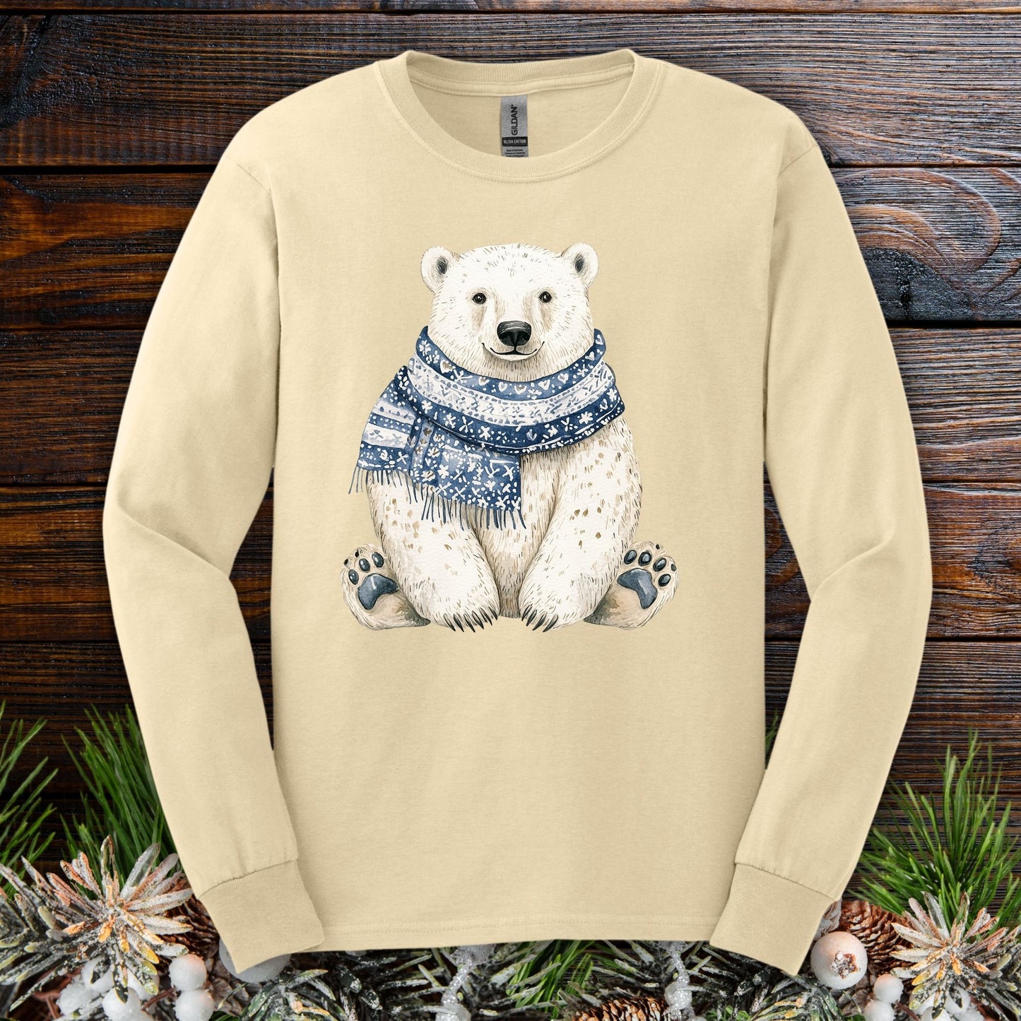 Nordic Winter Polar Bear Long Sleeve Tee