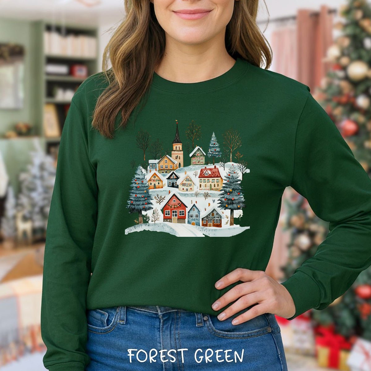 Nordic Winter Village Long Sleeve Tee