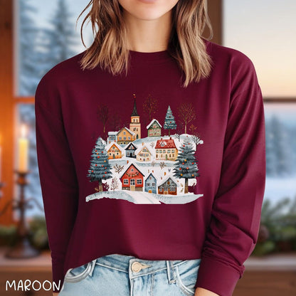 Nordic Winter Village Long Sleeve Tee