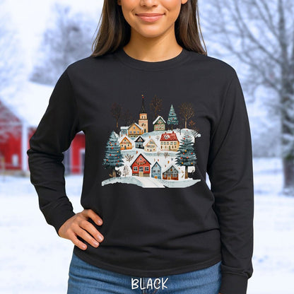 Nordic Winter Village Long Sleeve Tee
