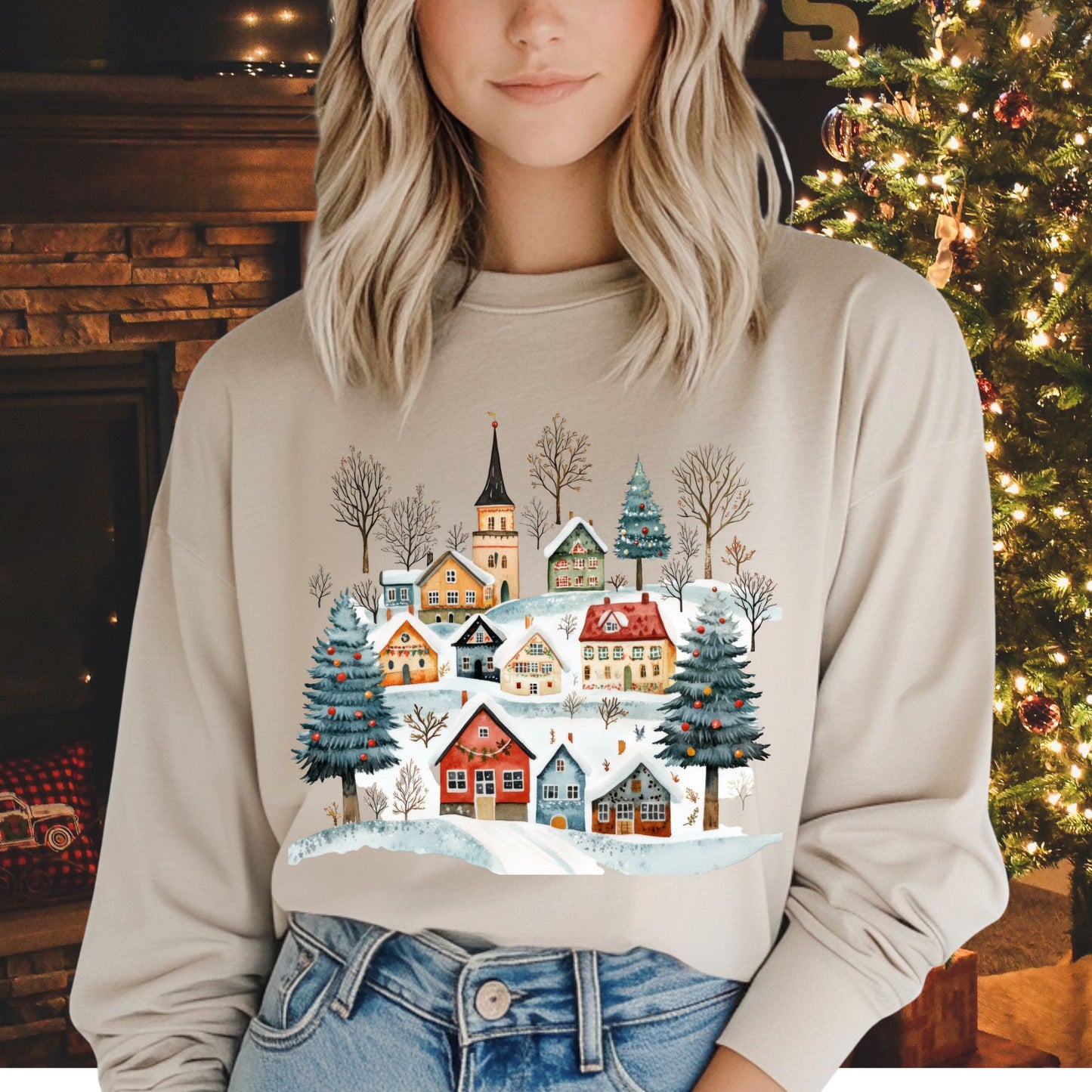 Nordic Winter Village Long Sleeve Tee
