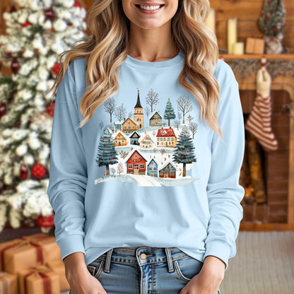 Nordic Winter Village Long Sleeve Tee