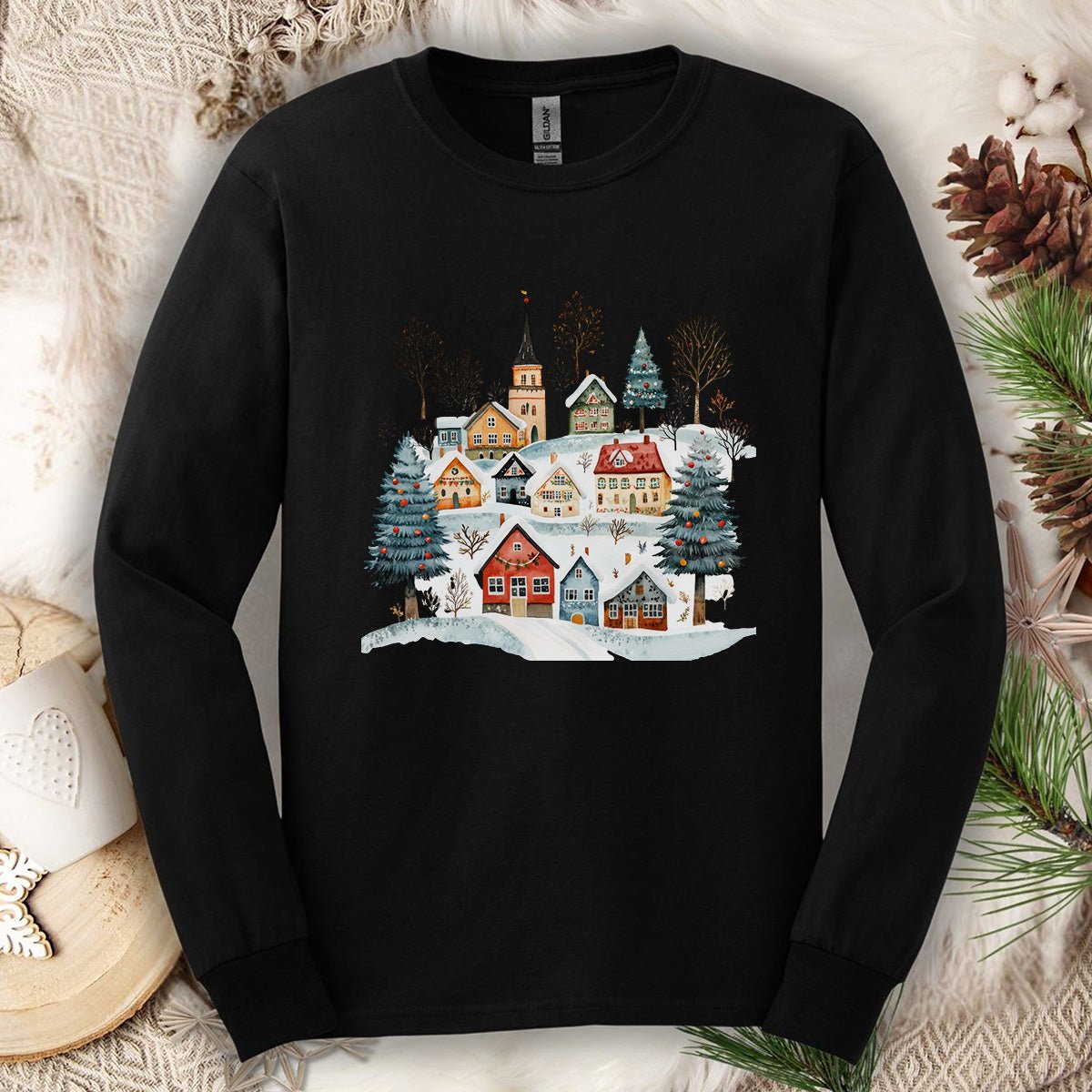 Nordic Winter Village Long Sleeve Tee