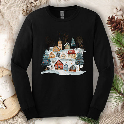 Nordic Winter Village Long Sleeve Tee