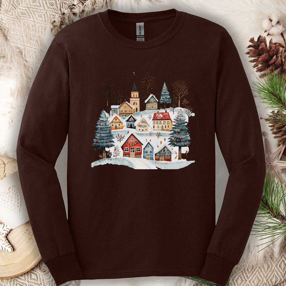 Nordic Winter Village Long Sleeve Tee