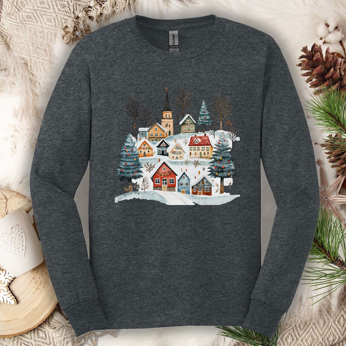 Nordic Winter Village Long Sleeve Tee