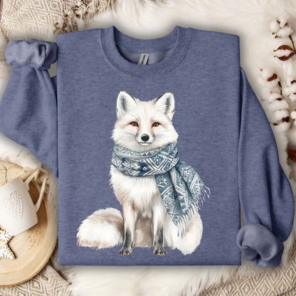 Nordic Winter White Fox with Scarf Sweatshirt