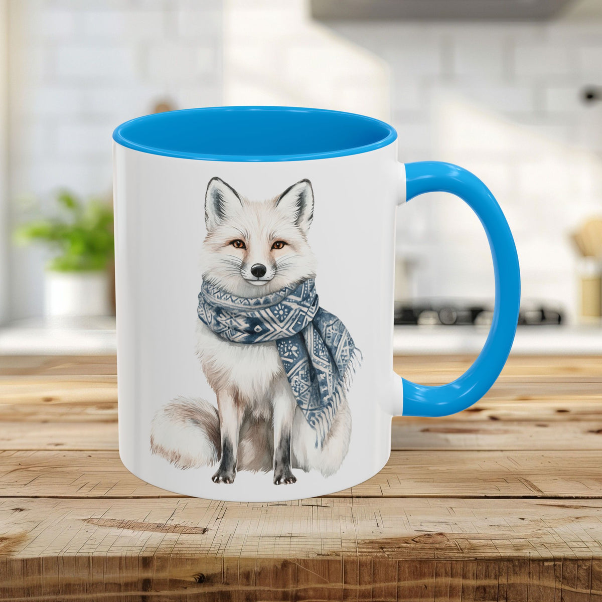 Nordic Winter White Wolf Chinoserie Mug (11/15oz)