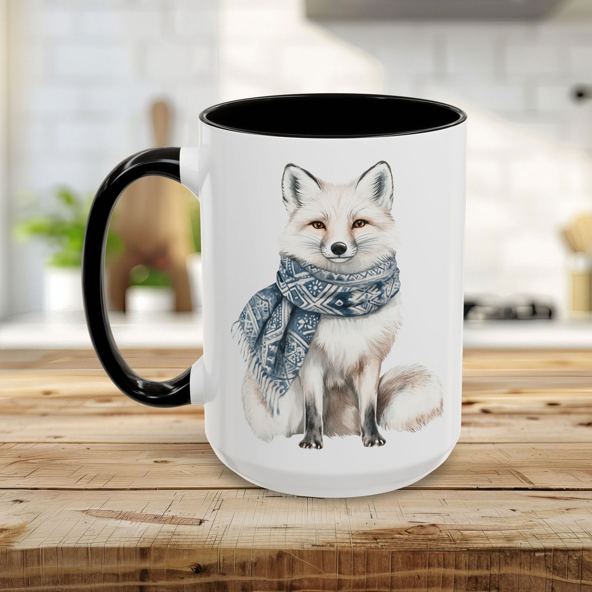 Nordic Winter White Wolf Chinoserie Mug (11/15oz)