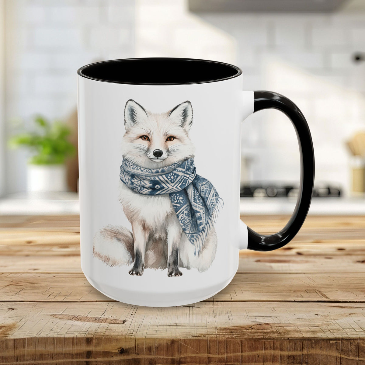 Nordic Winter White Wolf Chinoserie Mug (11/15oz)