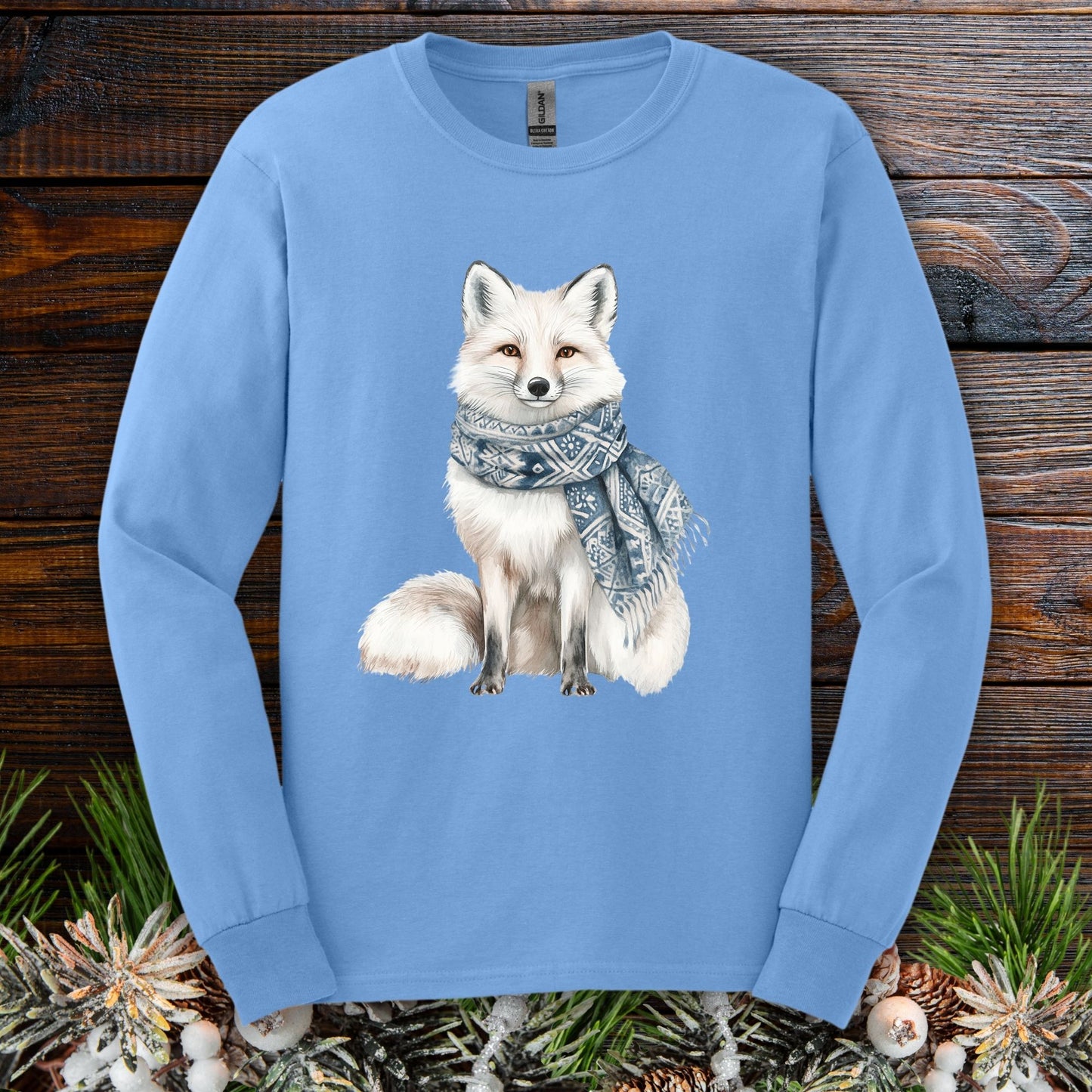 Nordic Winter White Wolf Long Sleeve Tee