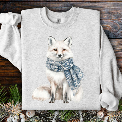 Nordic Winter White Wolf with Scarf Sweatshirt
