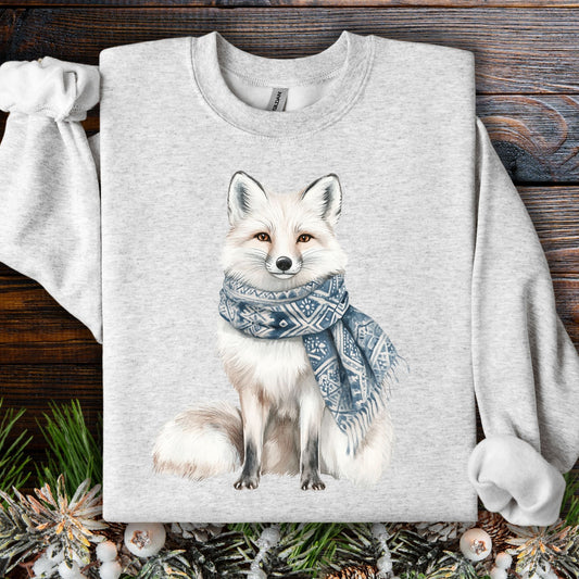 Nordic Winter White Wolf with Scarf Sweatshirt