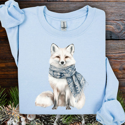 Nordic Winter White Wolf with Scarf Sweatshirt
