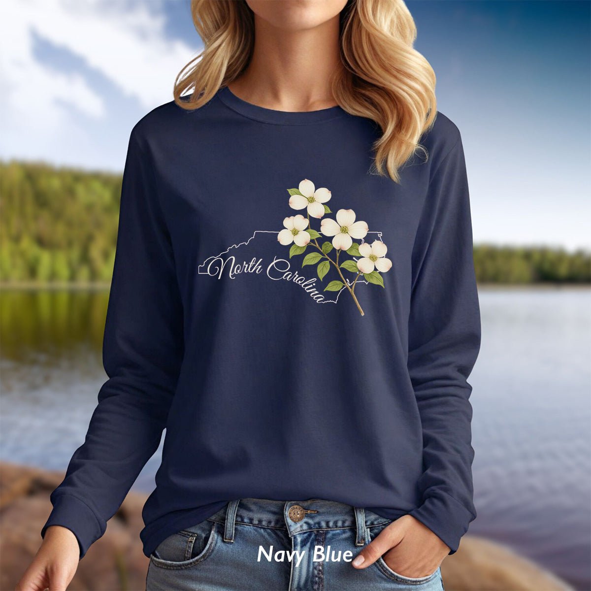 North Carolina State Flower Long Sleeve Tee — Dogwood