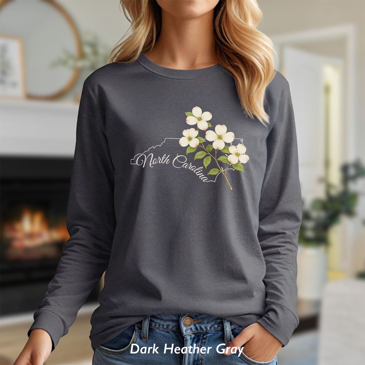 North Carolina State Flower Long Sleeve Tee — Dogwood