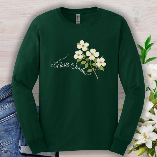 North Carolina State Flower Long Sleeve Tee — Dogwood