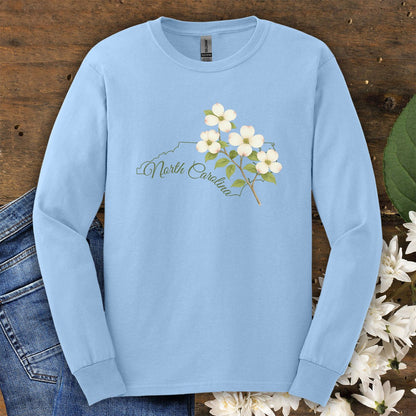 North Carolina State Flower Long Sleeve Tee — Dogwood