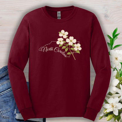 North Carolina State Flower Long Sleeve Tee — Dogwood