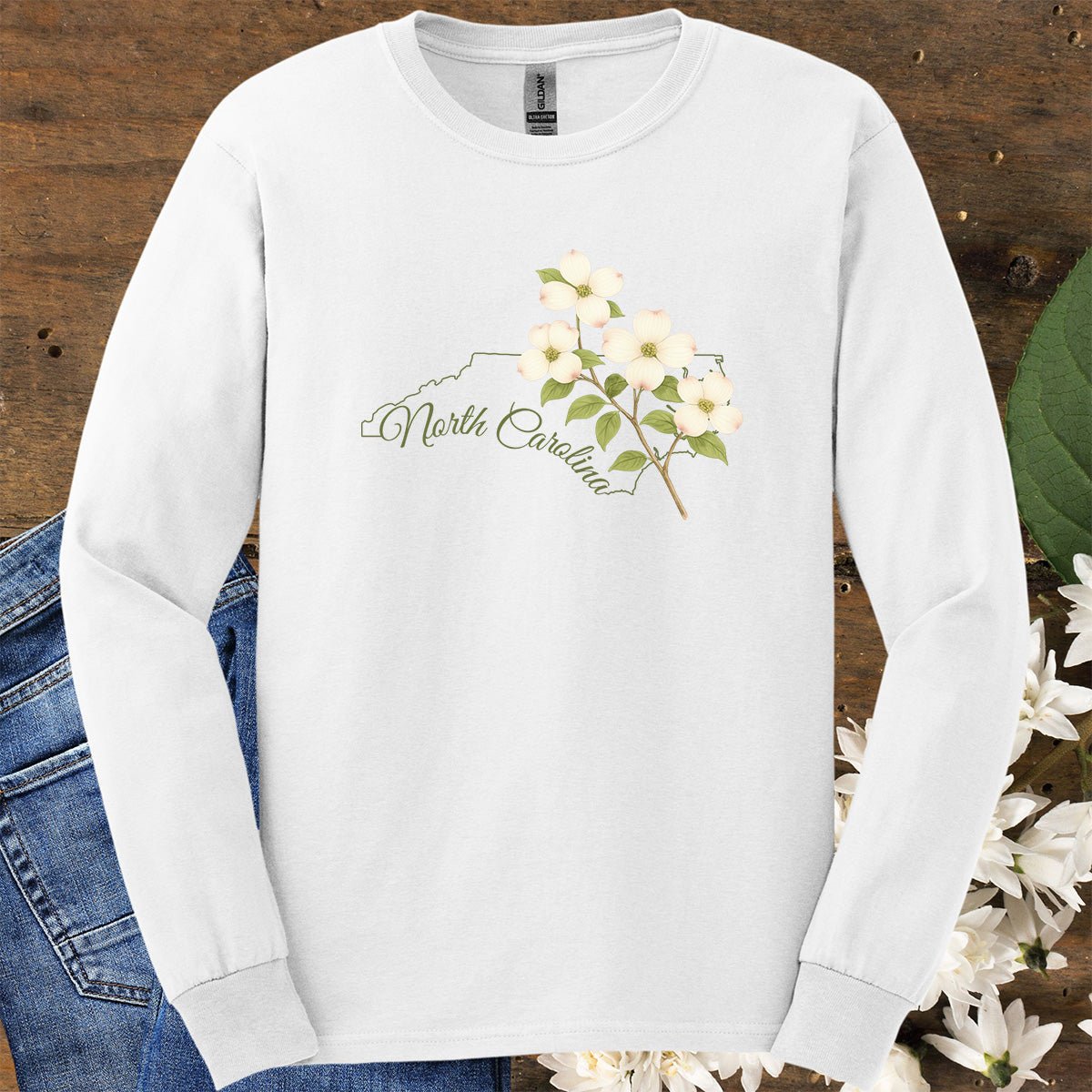 North Carolina State Flower Long Sleeve Tee — Dogwood