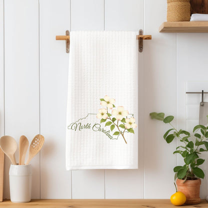 North Carolina State Flower Tea Towel — Flowering Dogwood