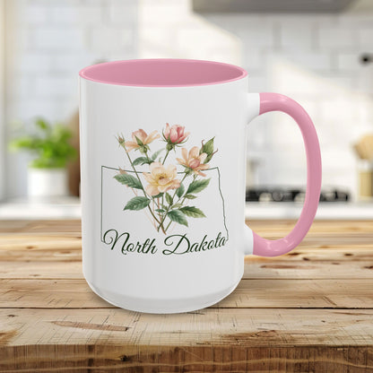 North Dakota State Flower Mug — Wild Prairie Rose (11/15oz)