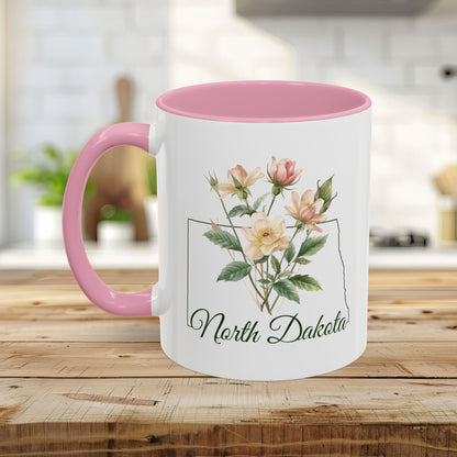 North Dakota State Flower Mug — Wild Prairie Rose (11/15oz)