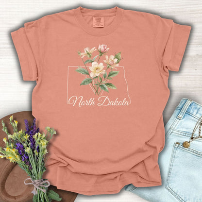 North Dakota State Flower T-Shirt — Wild Prairie Rose