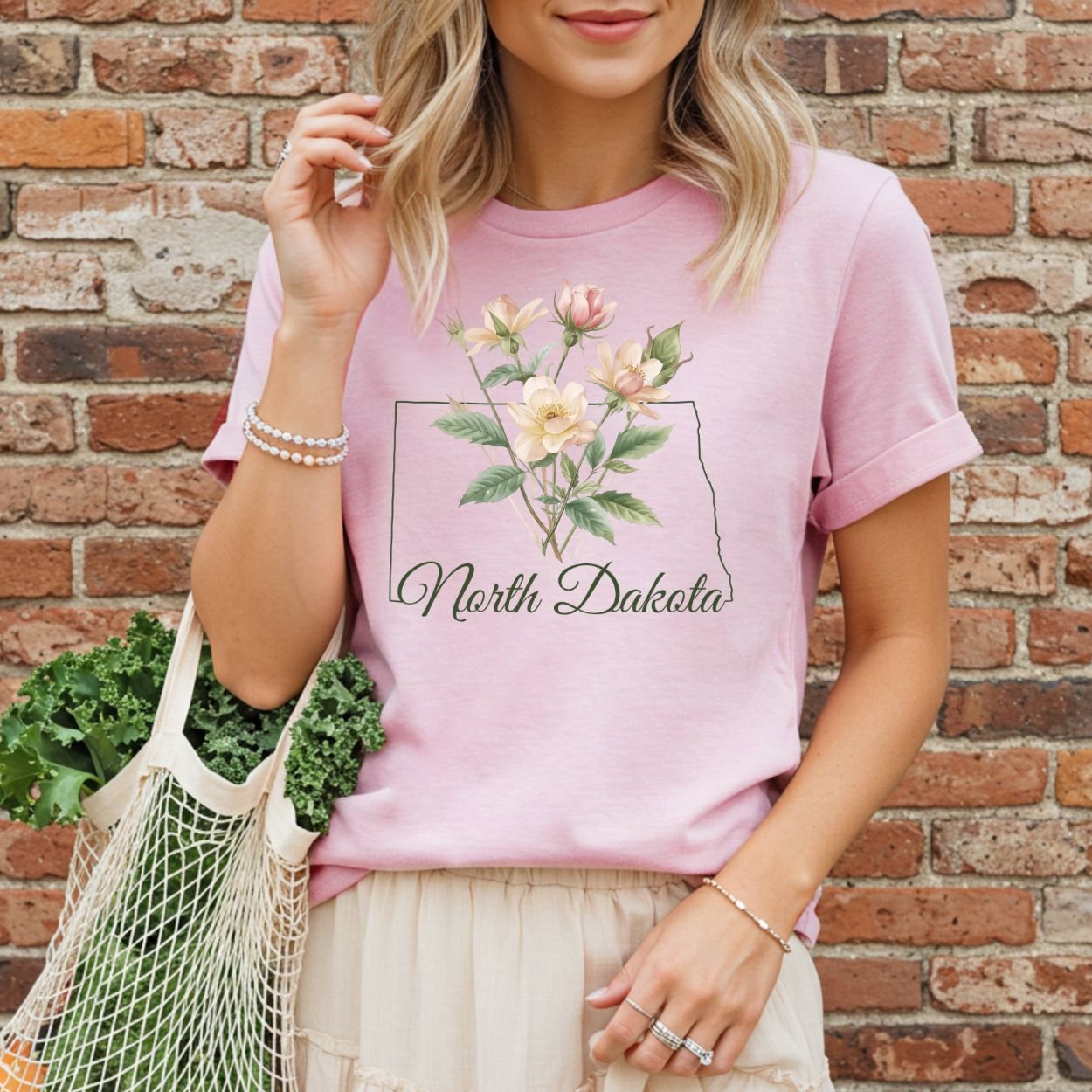 North Dakota State Flower T-Shirt — Wild Prairie Rose