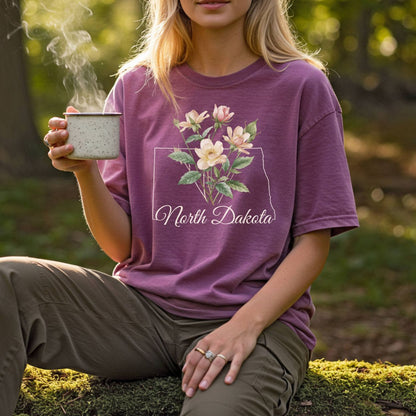 North Dakota State Flower T-Shirt — Wild Prairie Rose