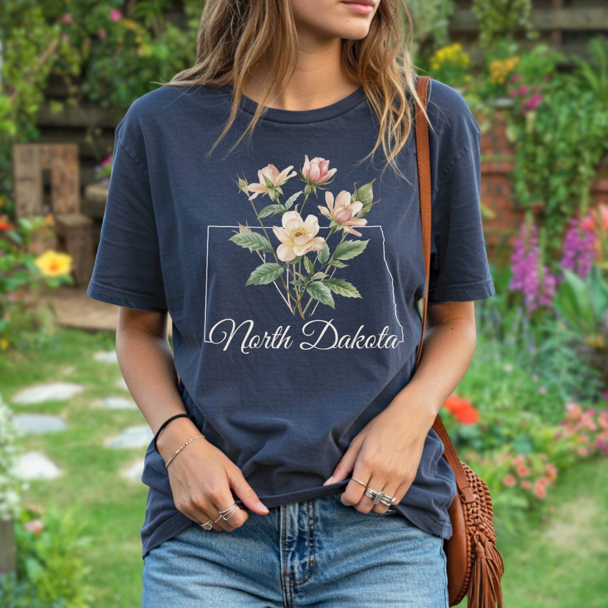 North Dakota State Flower T-Shirt — Wild Prairie Rose