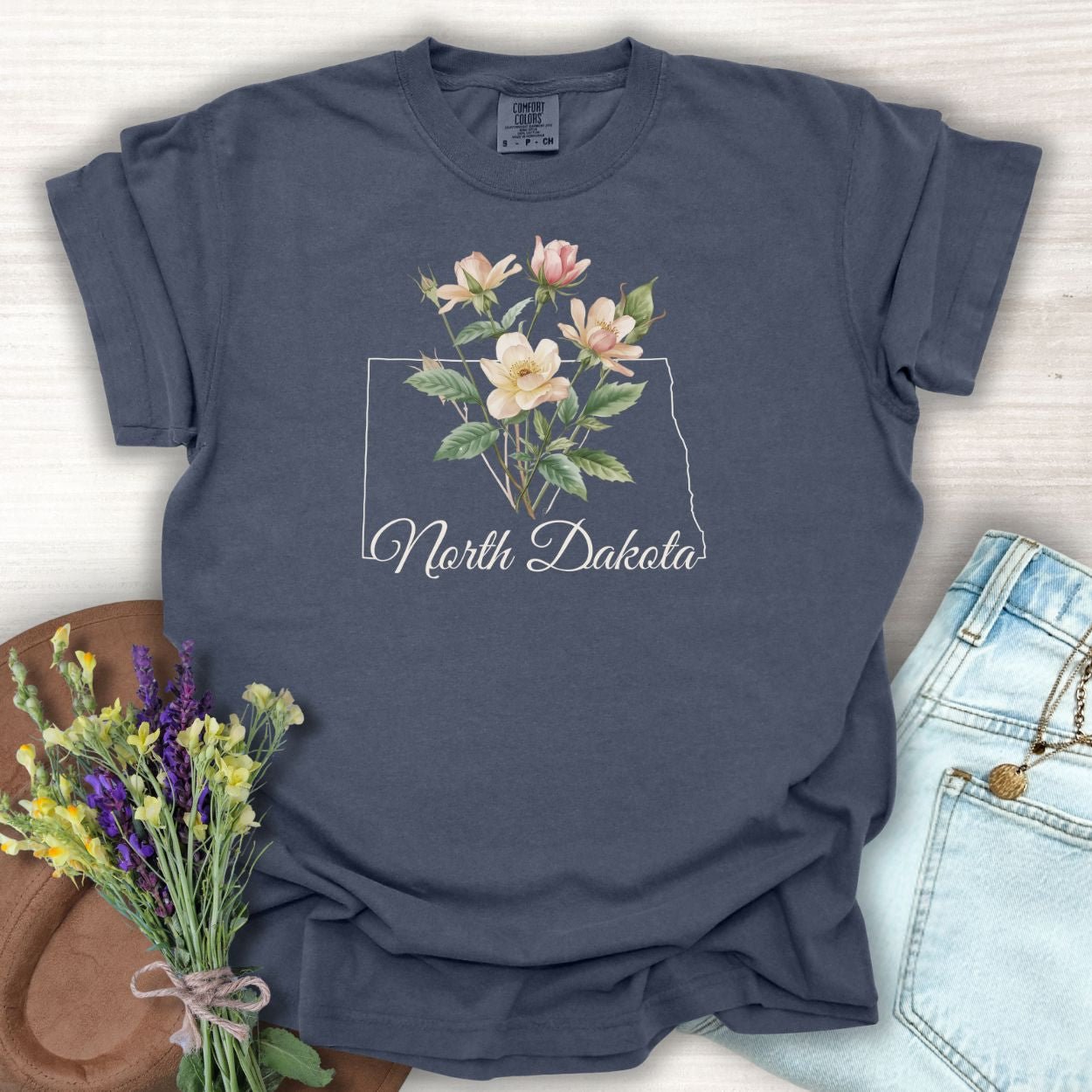 North Dakota State Flower T-Shirt — Wild Prairie Rose