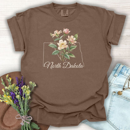 North Dakota State Flower T-Shirt — Wild Prairie Rose