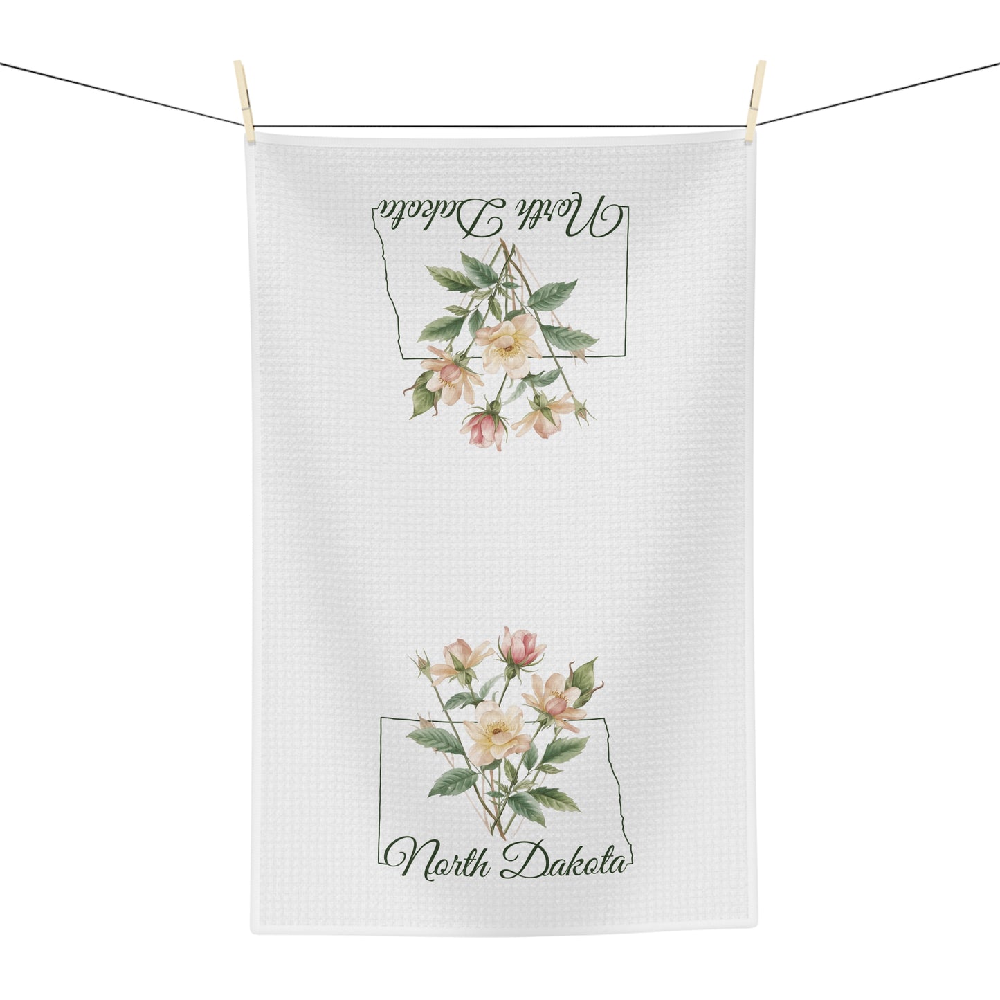 North Dakota State Flower Tea Towel — Wild Prairie Rose