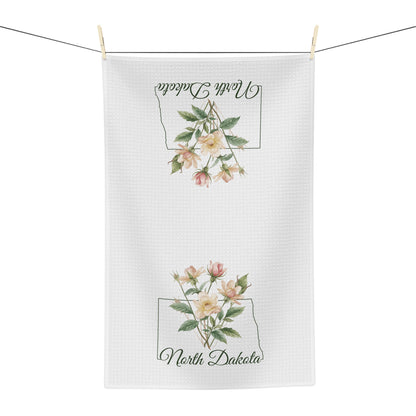 North Dakota State Flower Tea Towel — Wild Prairie Rose