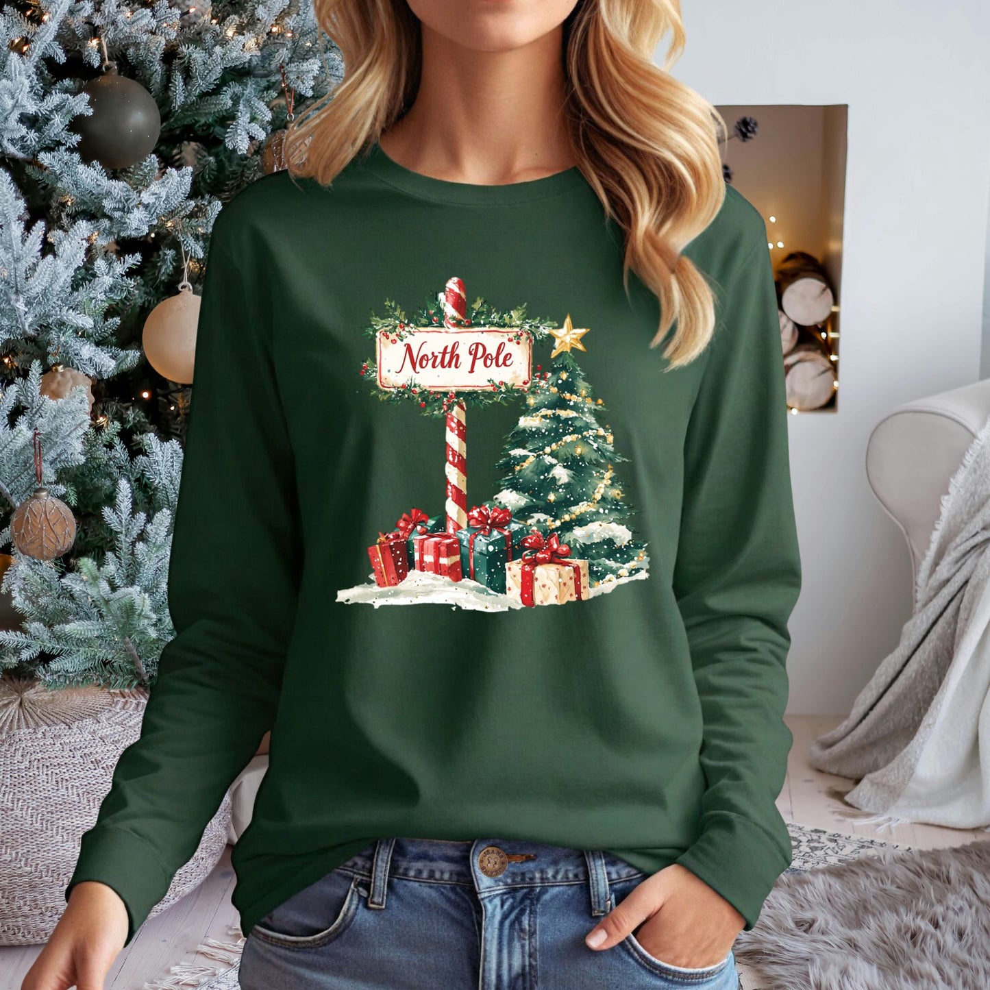North Pole Christmas Long Sleeve Tee