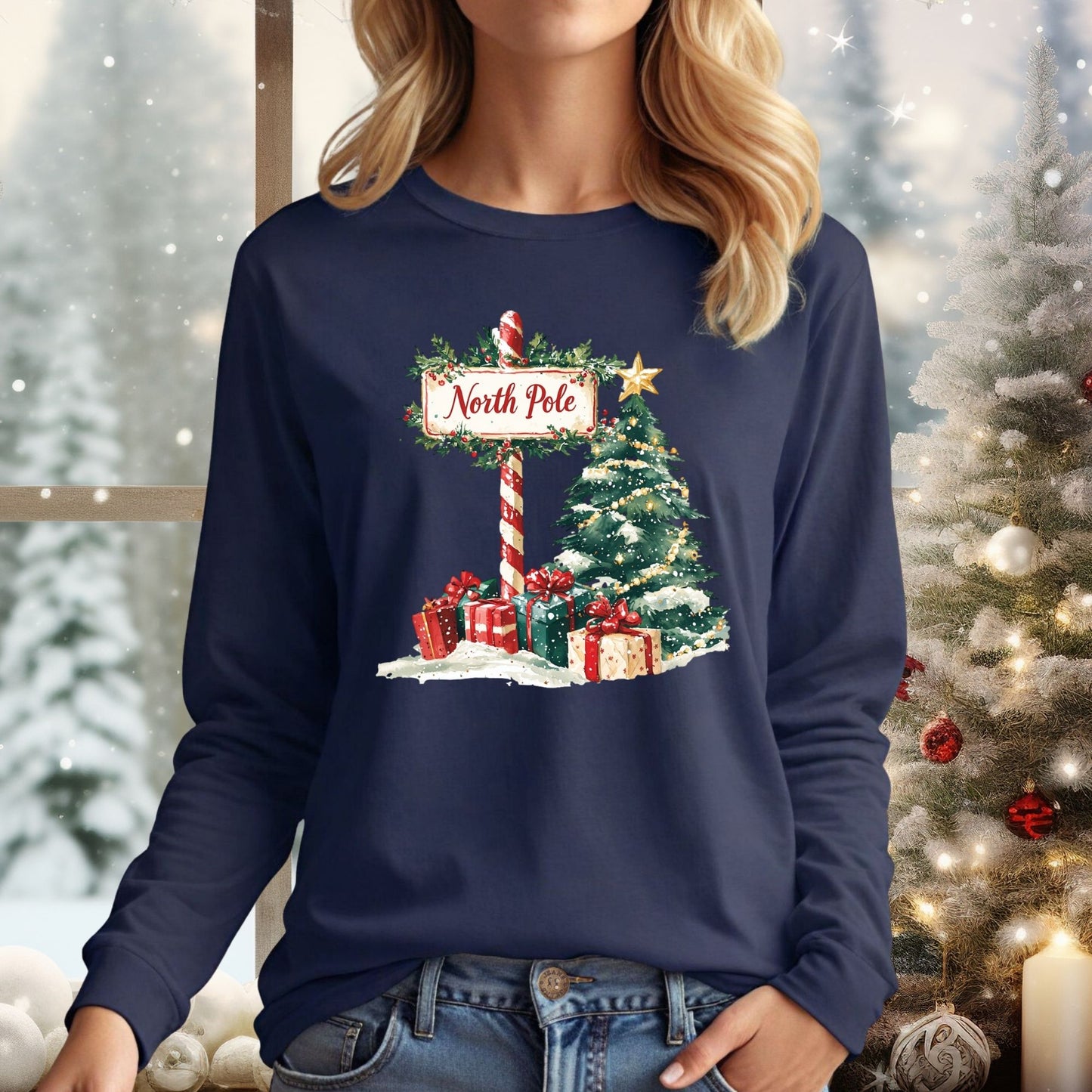 North Pole Christmas Long Sleeve Tee