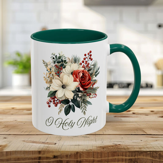 O Holy Night Christmas Floral Mug (11/15oz)