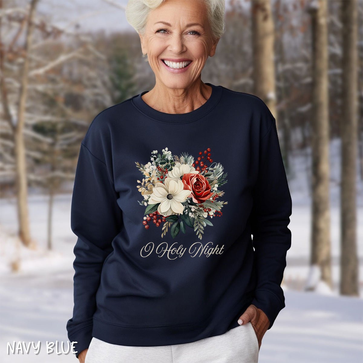 O Holy Night Christmas Floral Sweatshirt