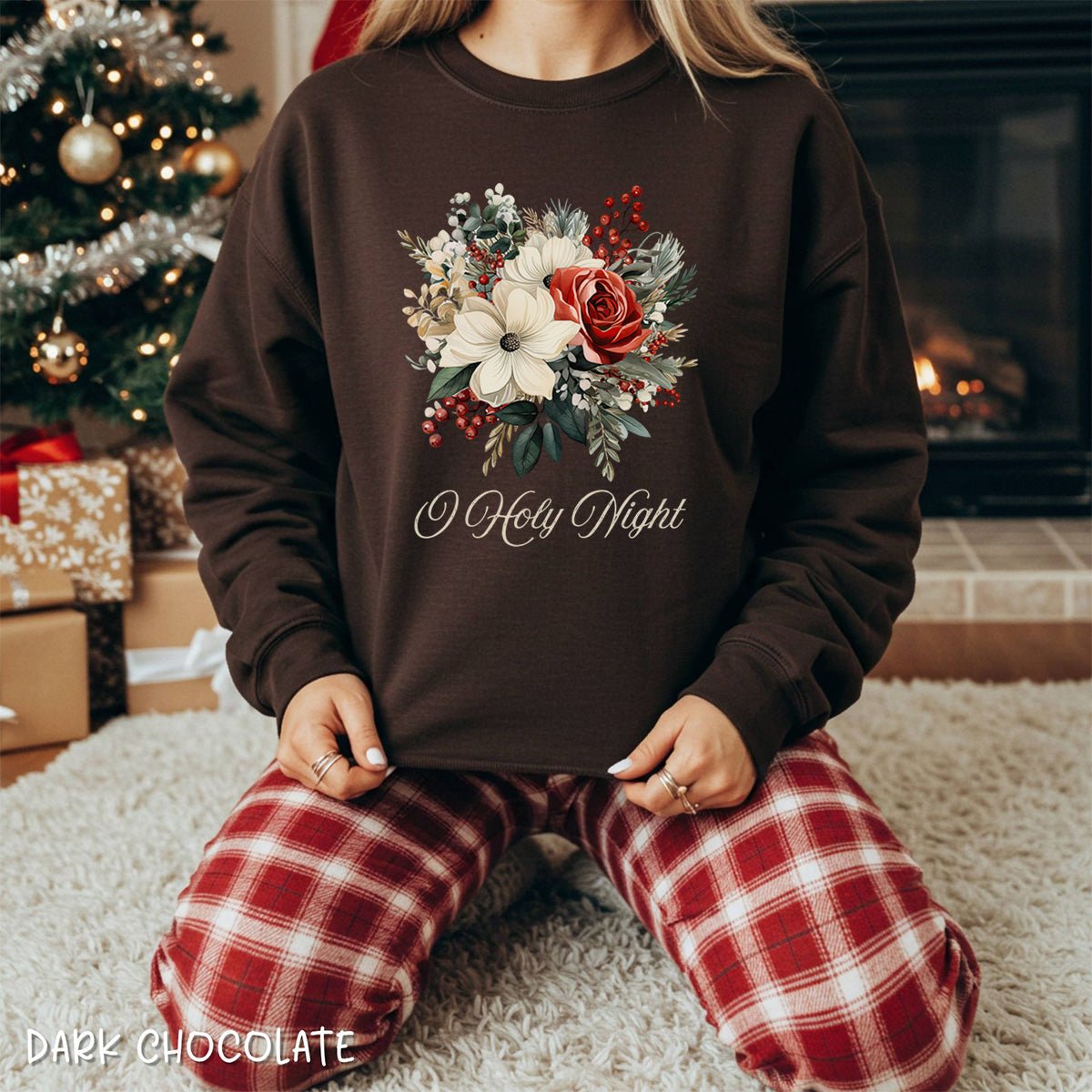 O Holy Night Christmas Floral Sweatshirt