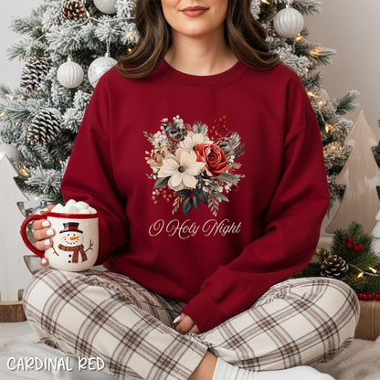 O Holy Night Christmas Floral Sweatshirt
