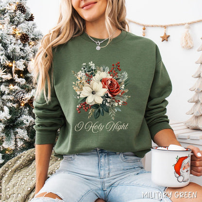O Holy Night Christmas Floral Sweatshirt