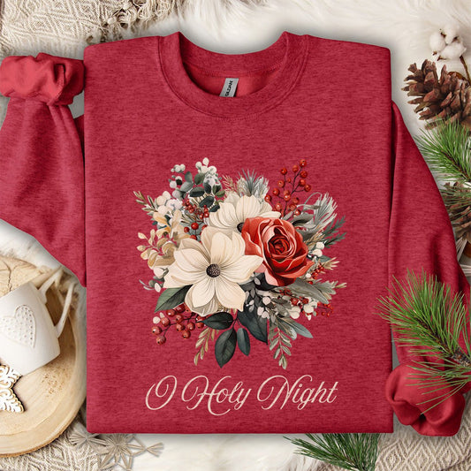 O Holy Night Christmas Floral Sweatshirt